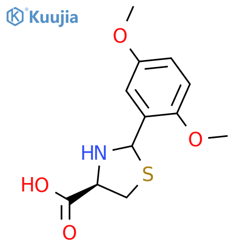 4-Thiazolidinecarboxylic acid, 2-(2,5-dimethoxyphenyl)-, (4R)- structure