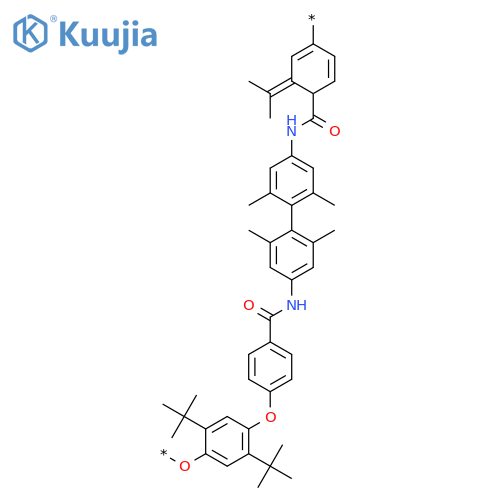 Poly[oxy[2,5-bis(1,1-dimethylethyl)-1,4-phenylene]oxy-1,4-phenylenecarbonylimino(3,5-dimethyl-1,4-phenylene)(1-methylethylidene)(2,6-dimethyl-1,4-phenylene)iminocarbonyl-1,4-phenylene] structure