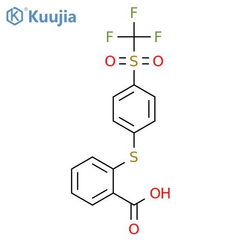 Benzoic acid, 2-[[4-[(trifluoromethyl)sulfonyl]phenyl]thio]- structure