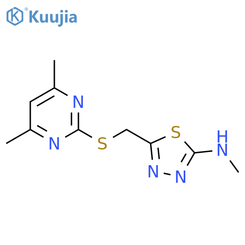 5-{(4,6-dimethylpyrimidin-2-yl)sulfanylmethyl}-N-methyl-1,3,4-thiadiazol-2-amine structure