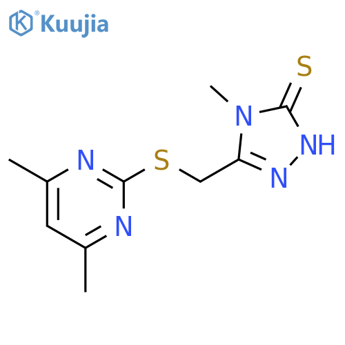 3-{(4,6-dimethylpyrimidin-2-yl)sulfanylmethyl}-4-methyl-4,5-dihydro-1H-1,2,4-triazole-5-thione structure