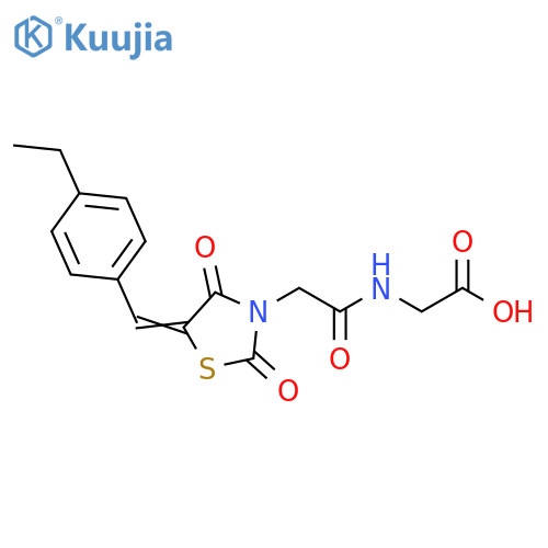 2-{2-(5Z)-5-(4-ethylphenyl)methylidene-2,4-dioxo-1,3-thiazolidin-3-ylacetamido}acetic acid structure