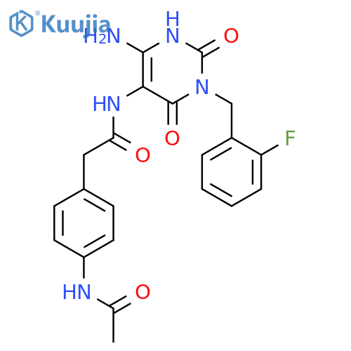 N-{6-amino-3-(2-fluorophenyl)methyl-2,4-dioxo-1,2,3,4-tetrahydropyrimidin-5-yl}-2-(4-acetamidophenyl)acetamide structure
