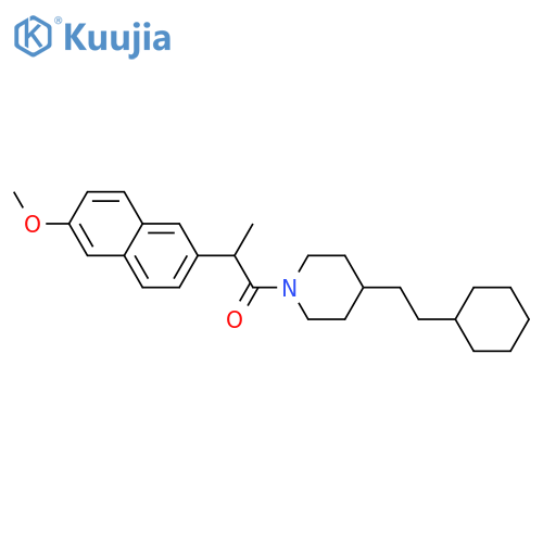 Piperidine,4-(2-cyclohexylethyl)-1-[2-(6-methoxy-2-naphthalenyl)-1-oxopropyl]- structure
