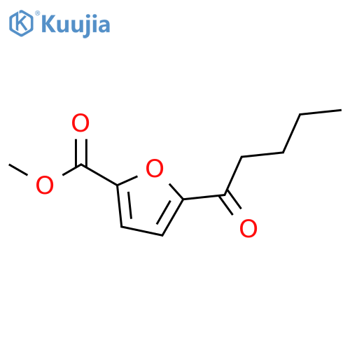2-Furancarboxylic acid, 5-(1-oxopentyl)-, methyl ester structure
