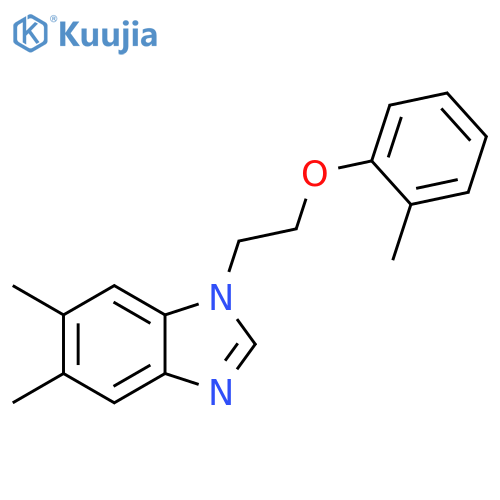 5,6-dimethyl-1-2-(2-methylphenoxy)ethyl-1H-1,3-benzodiazole structure