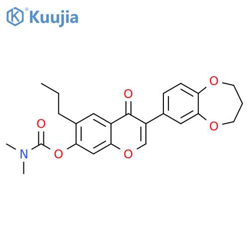 3-(3,4-dihydro-2H-1,5-benzodioxepin-7-yl)-4-oxo-6-propyl-4H-chromen-7-yl N,N-dimethylcarbamate structure