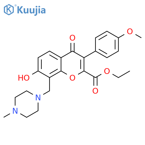 ethyl 7-hydroxy-3-(4-methoxyphenyl)-8-(4-methylpiperazin-1-yl)methyl-4-oxo-4H-chromene-2-carboxylate structure