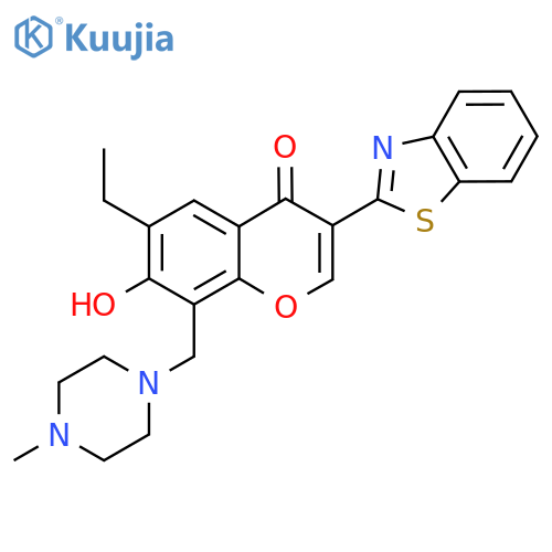 3-(1,3-benzothiazol-2-yl)-6-ethyl-7-hydroxy-8-(4-methylpiperazin-1-yl)methyl-4H-chromen-4-one structure