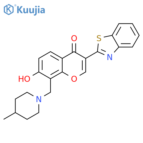 3-(1,3-benzothiazol-2-yl)-7-hydroxy-8-(4-methylpiperidin-1-yl)methyl-4H-chromen-4-one structure