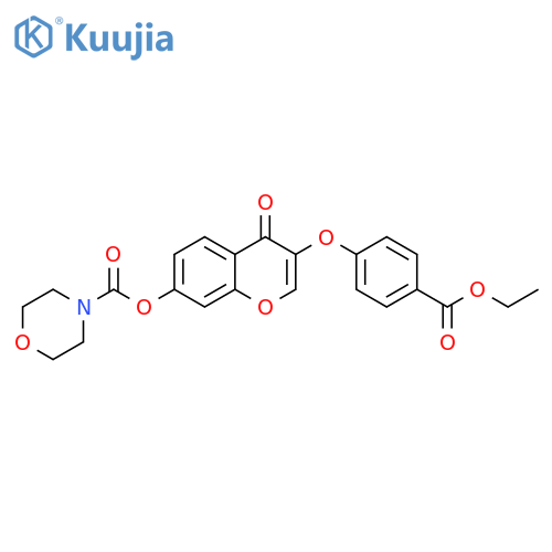 3-4-(ethoxycarbonyl)phenoxy-4-oxo-4H-chromen-7-yl morpholine-4-carboxylate structure