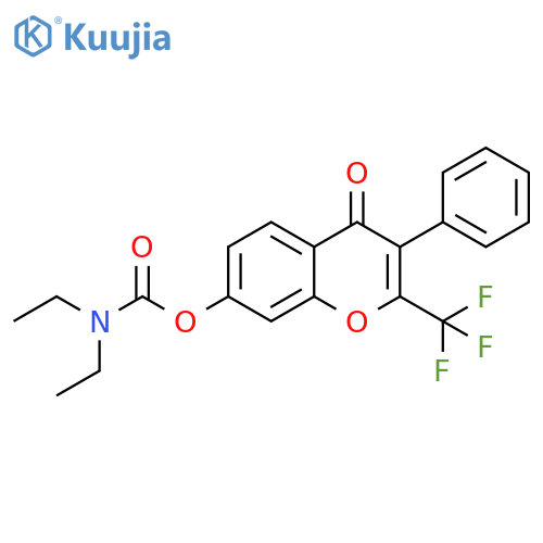 4-oxo-3-phenyl-2-(trifluoromethyl)-4H-chromen-7-yl N,N-diethylcarbamate structure