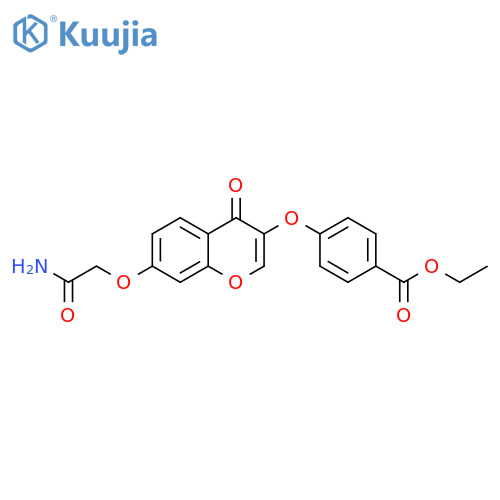 ethyl 4-{7-(carbamoylmethoxy)-4-oxo-4H-chromen-3-yloxy}benzoate structure