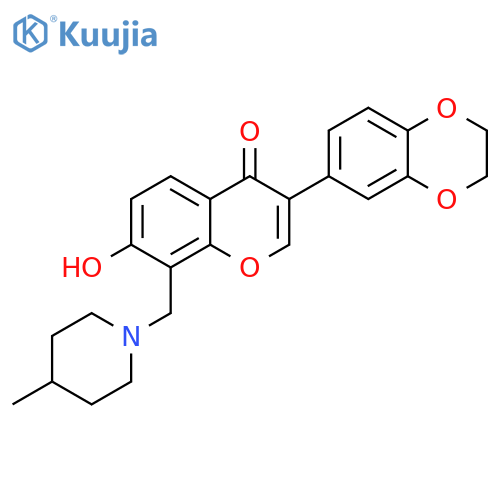 3-(2,3-dihydro-1,4-benzodioxin-6-yl)-7-hydroxy-8-(4-methylpiperidin-1-yl)methyl-4H-chromen-4-one structure
