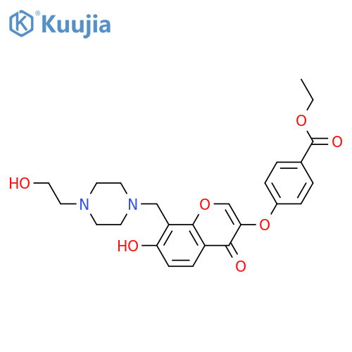 ethyl 4-(7-hydroxy-8-{4-(2-hydroxyethyl)piperazin-1-ylmethyl}-4-oxo-4H-chromen-3-yl)oxybenzoate structure