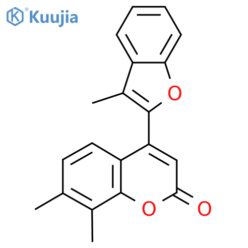 7,8-dimethyl-4-(3-methyl-1-benzofuran-2-yl)-2H-chromen-2-one structure