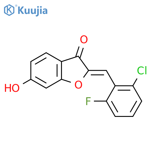 (2Z)-2-(2-chloro-6-fluorophenyl)methylidene-6-hydroxy-2,3-dihydro-1-benzofuran-3-one structure