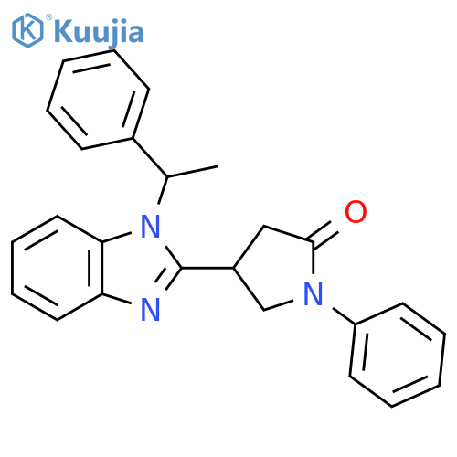 1-phenyl-4-1-(1-phenylethyl)-1H-1,3-benzodiazol-2-ylpyrrolidin-2-one structure