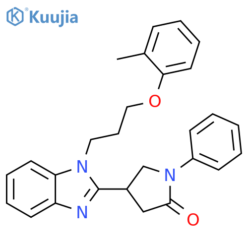 4-{1-3-(2-methylphenoxy)propyl-1H-1,3-benzodiazol-2-yl}-1-phenylpyrrolidin-2-one structure
