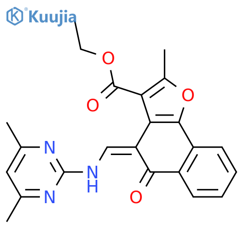 ethyl (4Z)-4-{(4,6-dimethylpyrimidin-2-yl)aminomethylidene}-2-methyl-5-oxo-4H,5H-naphtho1,2-bfuran-3-carboxylate structure