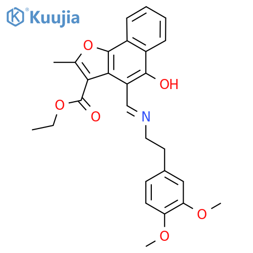 ethyl (4Z)-4-({2-(3,4-dimethoxyphenyl)ethylamino}methylidene)-2-methyl-5-oxo-4H,5H-naphtho1,2-bfuran-3-carboxylate structure