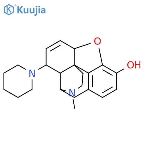 (5alpha,8beta)-17-methyl-8-piperidin-1-yl-6,7-didehydro-4,5-epoxymorphinan-3-ol structure