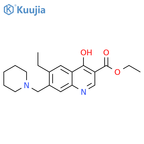 3-Quinolinecarboxylic acid, 6-ethyl-4-hydroxy-7-(1-piperidinylmethyl)-,ethyl ester structure