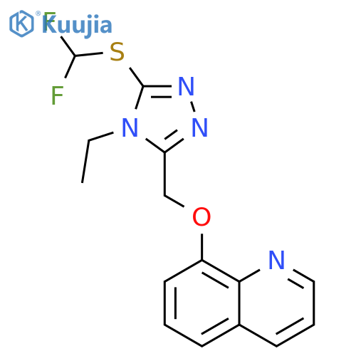 8-({5-(difluoromethyl)sulfanyl-4-ethyl-4H-1,2,4-triazol-3-yl}methoxy)quinoline structure