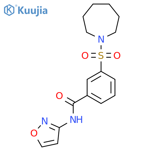 3-(azepane-1-sulfonyl)-N-(1,2-oxazol-3-yl)benzamide structure