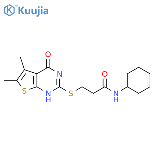 N-cyclohexyl-3-({5,6-dimethyl-4-oxo-3H,4H-thieno2,3-dpyrimidin-2-yl}sulfanyl)propanamide structure