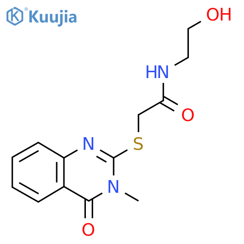 N-(2-hydroxyethyl)-2-(3-methyl-4-oxo-3,4-dihydroquinazolin-2-yl)sulfanylacetamide structure