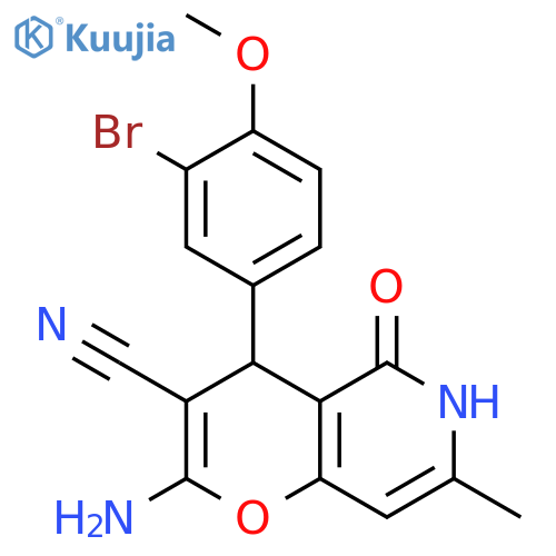 2-amino-4-(3-bromo-4-methoxyphenyl)-7-methyl-5-oxo-4H,5H,6H-pyrano3,2-cpyridine-3-carbonitrile structure
