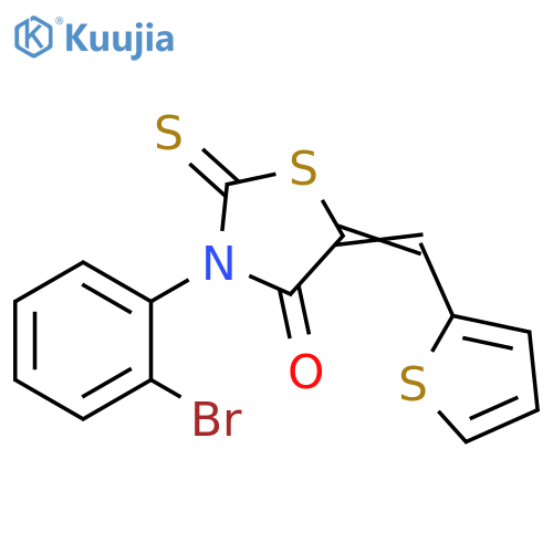 (5Z)-3-(2-bromophenyl)-2-sulfanylidene-5-(thiophen-2-yl)methylidene-1,3-thiazolidin-4-one structure