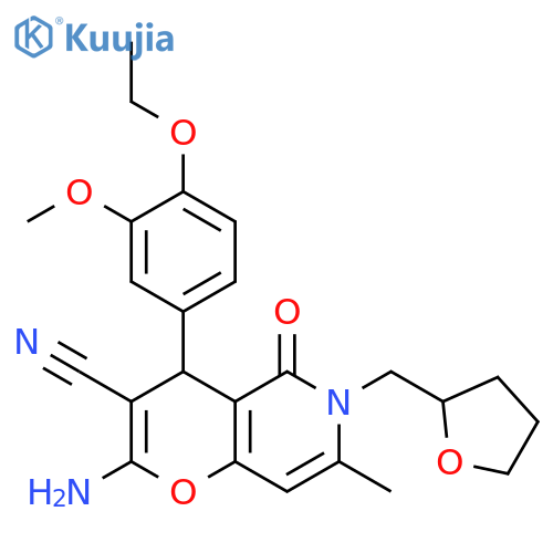 2-amino-4-(4-ethoxy-3-methoxyphenyl)-7-methyl-5-oxo-6-[(oxolan-2-yl)methyl]-4H,5H,6H-pyrano[3,2-c]pyridine-3-carbonitrile structure
