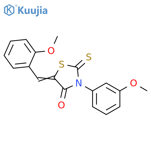 (5Z)-3-(3-methoxyphenyl)-5-(2-methoxyphenyl)methylidene-2-sulfanylidene-1,3-thiazolidin-4-one structure
