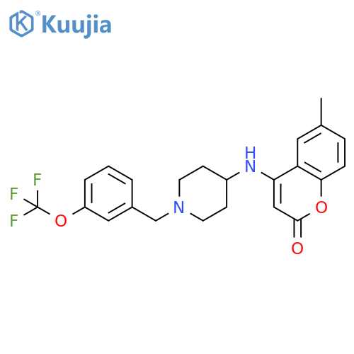 2H-1-Benzopyran-2-one,6-methyl-4-[[1-[[3-(trifluoromethoxy)phenyl]methyl]-4-piperidinyl]amino]- structure