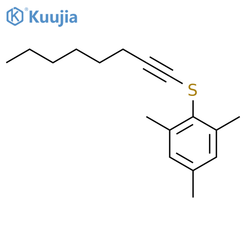 Benzene, 1,3,5-trimethyl-2-(1-octynylthio)- structure