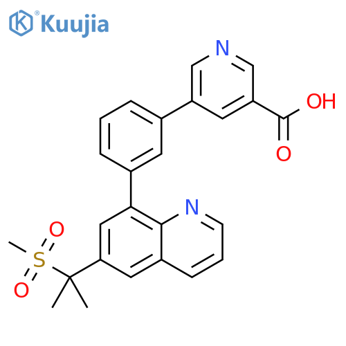 3-Pyridinecarboxylic acid,5-[3-[6-[1-methyl-1-(methylsulfonyl)ethyl]-8-quinolinyl]phenyl]- structure