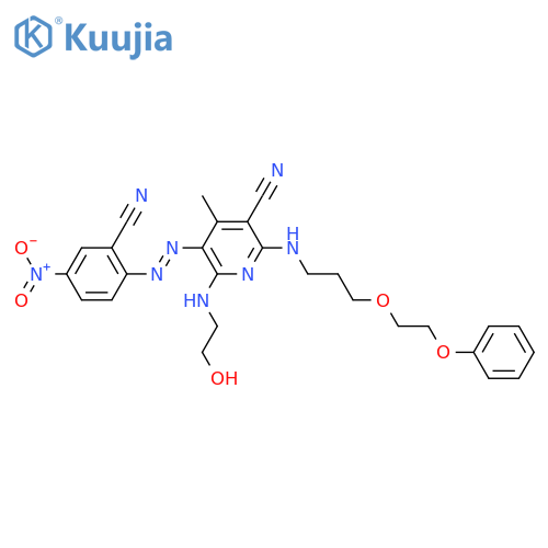 3-Pyridinecarbonitrile,5-[2-(2-cyano-4-nitrophenyl)diazenyl]-6-[(2-hydroxyethyl)amino]-4-methyl-2-[[3-(2-phenoxyethoxy)propyl]amino]- structure