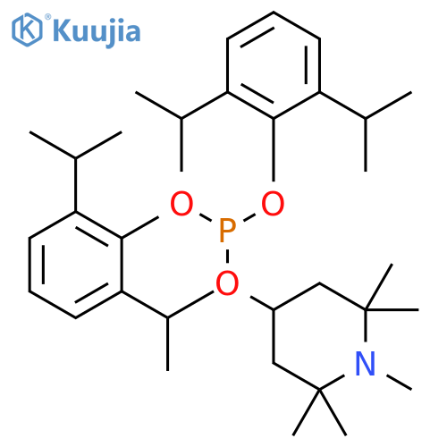 Phosphorous acid, bis[2,6-bis(1-methylethyl)phenyl]1,2,2,6,6-pentamethyl-4-piperidinyl ester structure