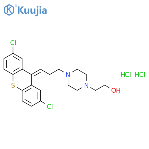 1-Piperazineethanol,4-[3-(2,7-dichloro-9H-thioxanthen-9-ylidene)propyl]-, hydrochloride (1:2) structure