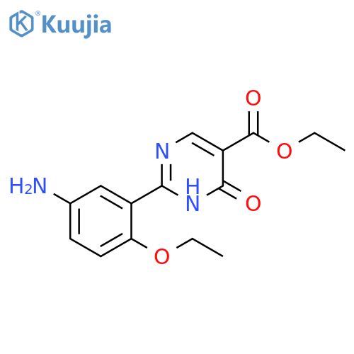 5-Pyrimidinecarboxylic acid,2-(5-amino-2-ethoxyphenyl)-1,4-dihydro-4-oxo-, ethyl ester structure