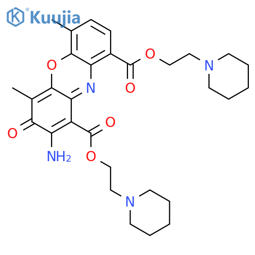 3H-Phenoxazine-1,9-dicarboxylicacid, 2-amino-4,6-dimethyl-3-oxo-, 1,9-bis[2-(1-piperidinyl)ethyl] ester structure