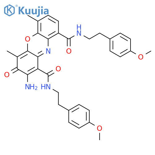 3H-Phenoxazine-1,9-dicarboxamide,2-amino-N1,N9-bis[2-(4-methoxyphenyl)ethyl]-4,6-dimethyl-3-oxo- structure