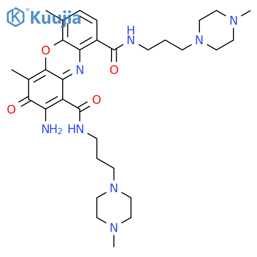 3H-Phenoxazine-1,9-dicarboxamide,2-amino-4,6-dimethyl-N1,N9-bis[3-(4-methyl-1-piperazinyl)propyl]-3-oxo- structure