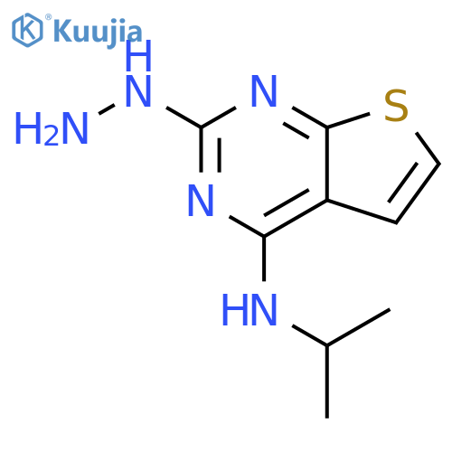 Thieno[2,3-d]pyrimidin-2(1H)-one, 4-[(1-methylethyl)amino]-, hydrazone structure