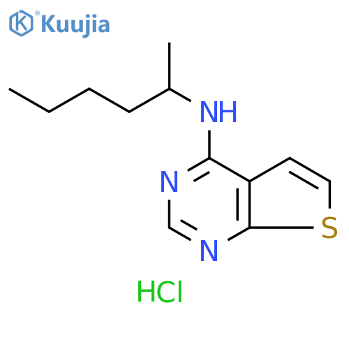 Thieno[2,3-d]pyrimidin-4-amine, N-(1-methylpentyl)-,monohydrochloride structure