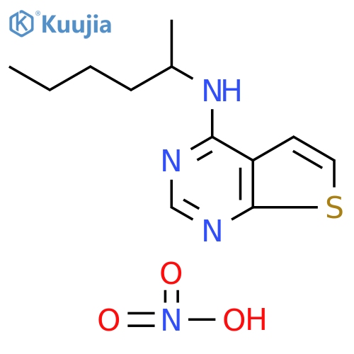 Thieno[2,3-d]pyrimidin-4-amine, N-(1-methylpentyl)-, mononitrate structure