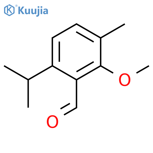 Benzaldehyde, 2-methoxy-3-methyl-6-(1-methylethyl)- structure