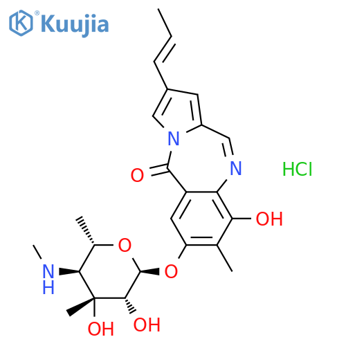 5H-Pyrrolo[2,1-c][1,4]benzodiazepin-5-one,7-[[4,6-dideoxy-3-C-methyl-4-(methylamino)-a-L-mannopyranosyl]oxy]-9-hydroxy-8-methyl-2-(1-propenyl)-,monohydrochloride, (E)- (9CI) structure